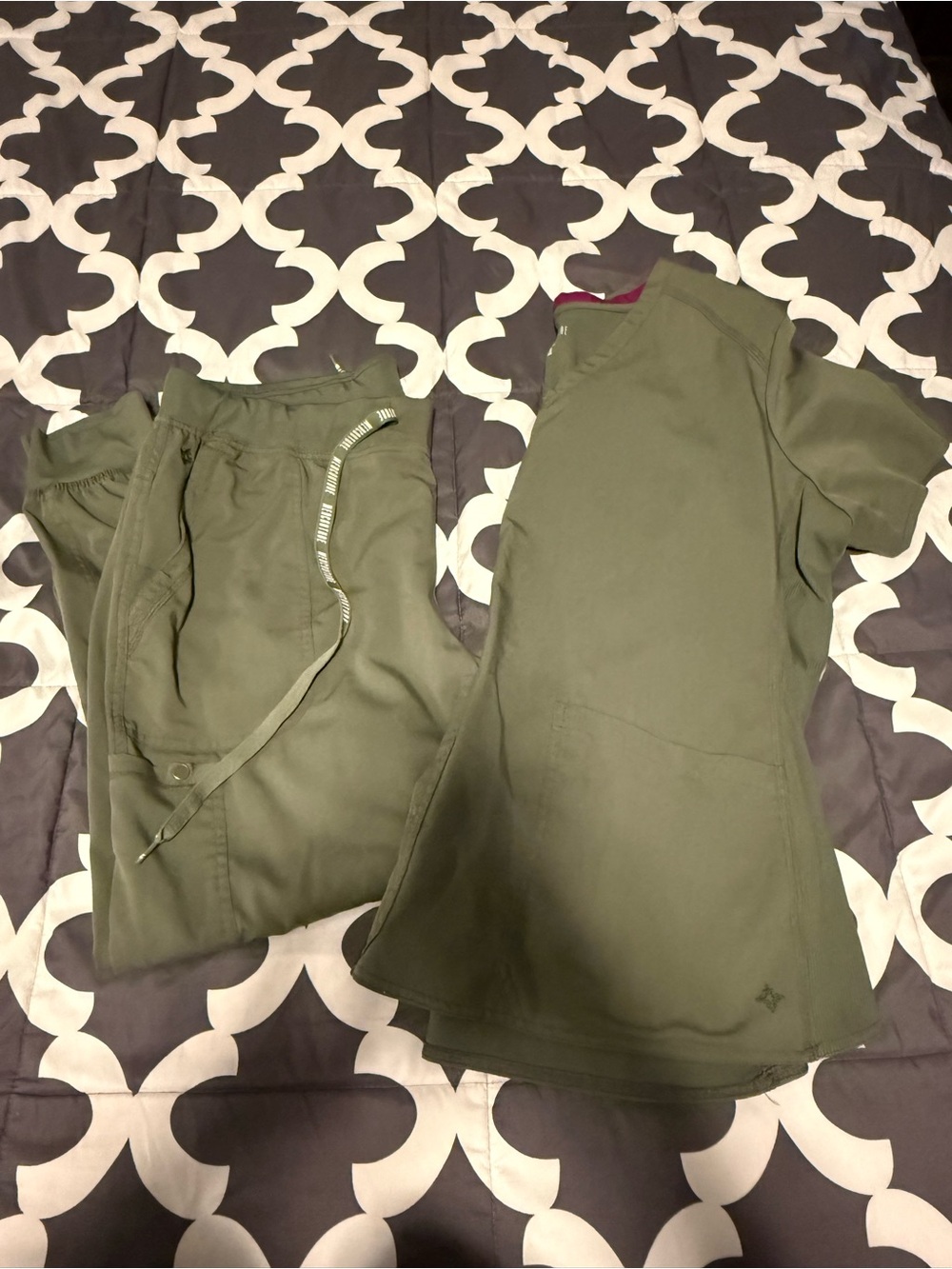 Women’s Olive Green Two-Piece Scrub Set